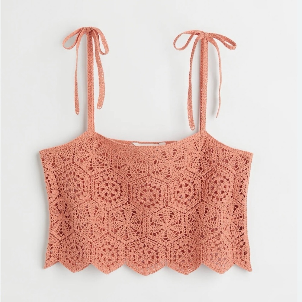 H&M Apricot Crochet Style Crop Top